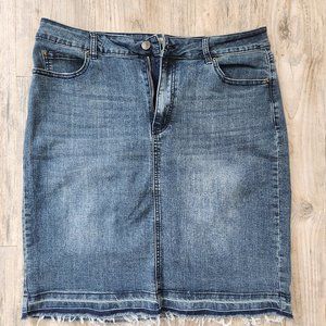 Denim Skirt by The Mainstreet Exchange in Dark Stone Wash